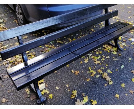 A Victorian Cast Iron Garden Bench, late 19th/early 20th century, by repute removed from The Bolton Abbey Station, repainted 