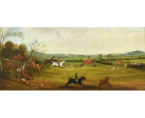 Attributed to William Nedham (fl.1823-1849)"A hunting piece, from nature at Scraptoft, going to Billesdon Coppice? Lincolnshi