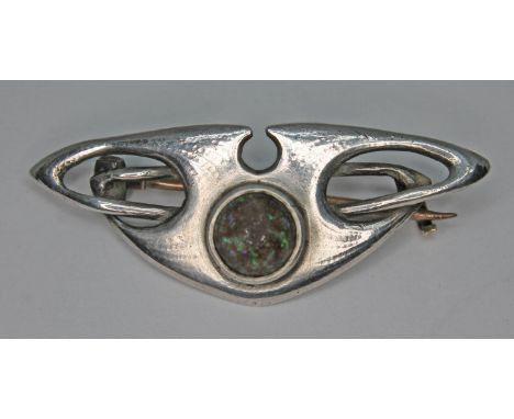 An Art Nouveau brooch with central precious opal cabochon, Wiliam Hair Hasseler, possibly retailed by Liberty &amp; Co, marke