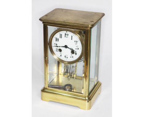 A French late 19th century four glass mantle clock, height 25cm.  