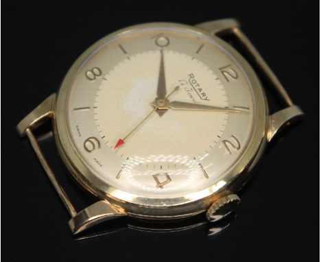 A 1960s hallmarked 9ct gold Rotary wristwatch having signed champagne dial with dauphine hands, alternate Arabic numerals and