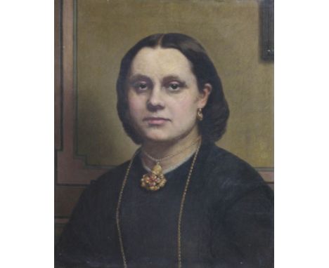 19th Century School, portrait of a lady, oil on canvas, 42cm x 52cm, unsigned, later frame 52cm x 62cm.  