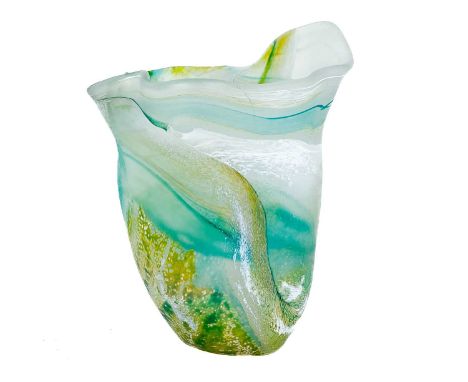 Lesley Clarke a large studio glass vase. Seascape pattern, height 30cm.No condition issues to report.