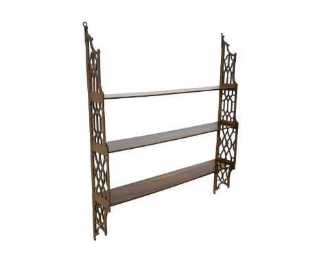 A 19th Century mahogany wall hanging open fret work shelf. Height 96cm width 86cm depth 15.5cm.
