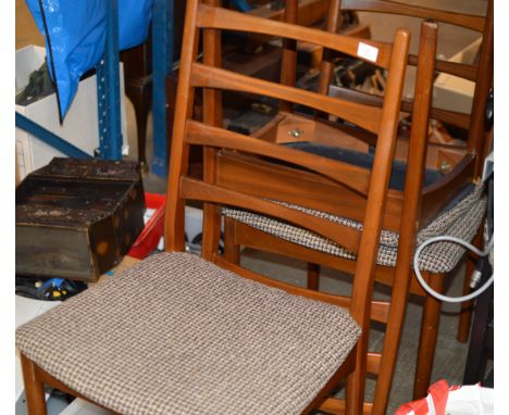 3 TEAK LADDER BACK CHAIRS     
