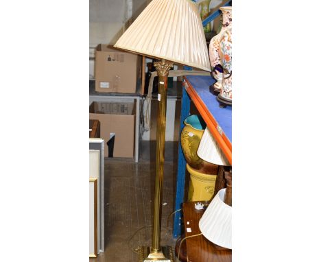 BRASS COLUMNED STANDARD LAMP     