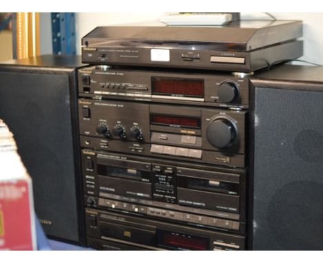 TECHNICS STACKING TWIN SPEAKER HIFI SYSTEM WITH REMOTE CONTROL     