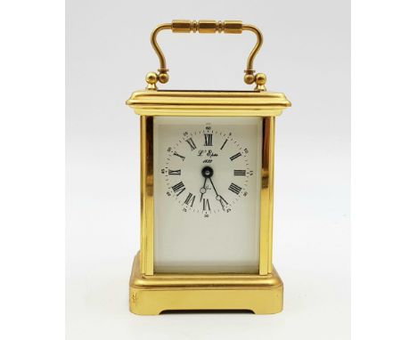 FRENCH 8 DAY BRASS MANTLE CLOCK MADE BY  L'EPEE 