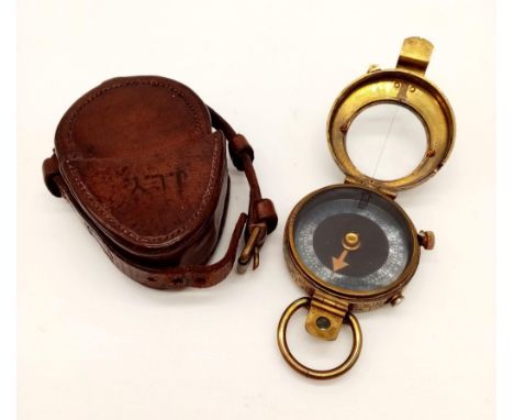 WW1 British Officers Compass &amp; Case dated 1918. 