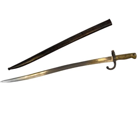 An 1880s Remington Egyptian Bayonet. With Scabbard. Good condition. Total length - 72cm. 