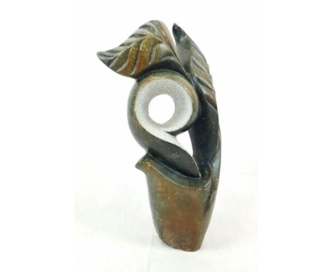 A Unique African Masters of Stone Sculpture- signed by the artist Emda. Made by hand-carving fruit serpentine stone. Please s