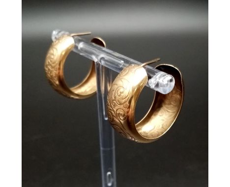 A Pair of Vintage 9K Yellow Gold Hoop Earrings. 4.2g 