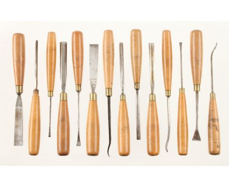 14 small carving tools by MARPLES with beech handles G++
