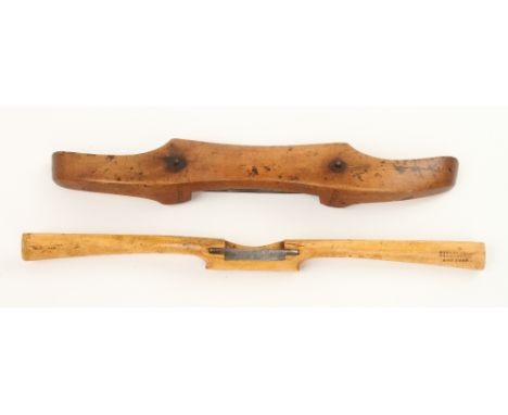 A slender boxwood spokeshave with Made for W Marshall Manchester and another with rams horn grips G+