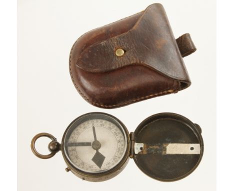 A Verner No 4031 brass cased compass by J.H.STEWARD in orig leather case (Jay Gaynor collection) G