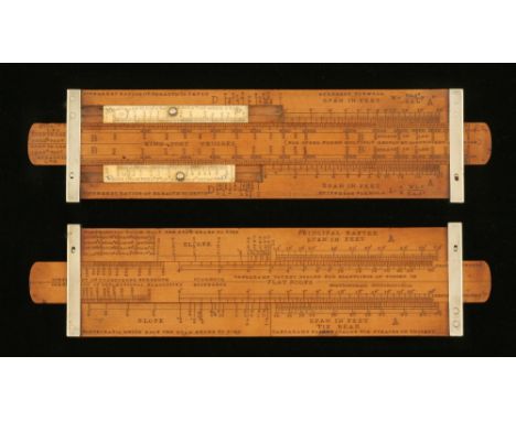 A very rare Gangarams boxwood triple slide rule by HOLTZAPFFEL & Co 8 1/2" x 2 1/4" the two short slides in ivory with German