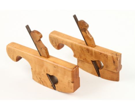 A pair of tailed boxwood flat and compass rebate planes 4" x 1" G+
