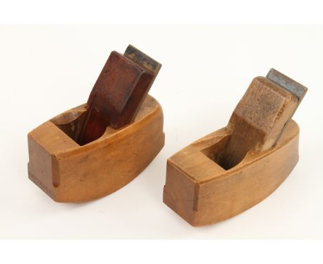 Two boxwood compass smoothers 4" x 1 3/4"  G++