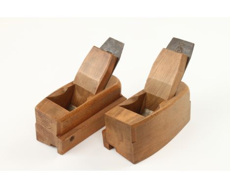 An intriguing pair of L & R hand beech planes 6" x 3" probably for some kind of sliding casement joint, one by Edw. PRESTON t