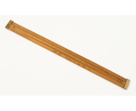 A rare 24" boxwood and brass slide rule by DRING & FAGE also stamped Designed by Jas. Liddell, S. George St. Falkirk with sca