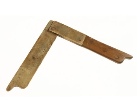A 17/18c coachmaker's 6" brass square with moulded tip and boxwood scales G