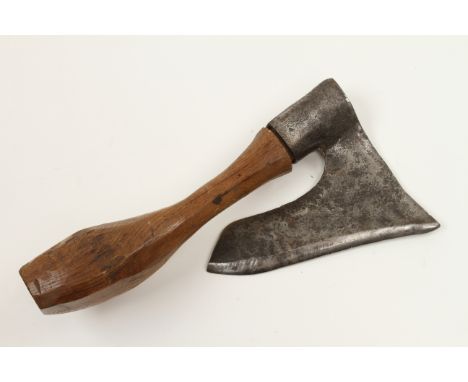 A well used R/H goosewing side axe with 9" edge and replaced handle G