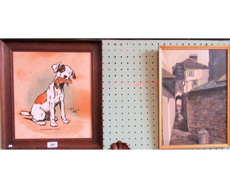 After Cecil Aldin (1870-1935), 'A Successful Foray', an over painted print, 33cm x 29cm, in a wooden frame, together with a D