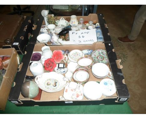 Two boxes containing a good quantity of decorative ceramics, to include examples by: Poole, Royal Albert, Wedgwood, Coalport 