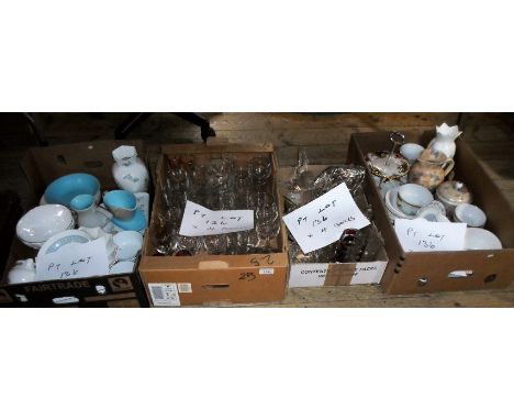 Four boxes containing a large quantity of decorative ceramics and glass to include examples by: Poole, Aynsley, Royal Albert 