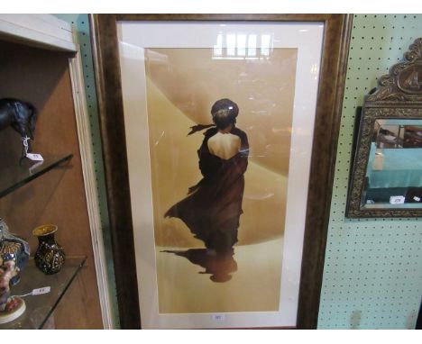 After Renato Casaro, 'Scirocco, Desert Wind', print, 78cm x 36.5cm, glazed in a gilt frame.