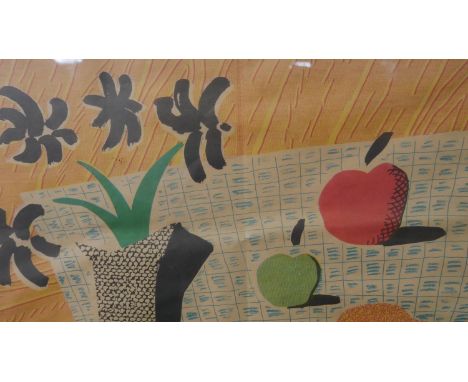 After David Hockney O.M., C.H., R.A. (b. 1937), Offset colour lithograph on newsprint paper, 'Two Apples, One Lemon and Four 