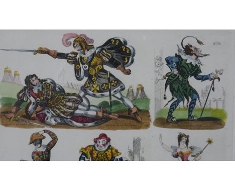 A hand coloured Limited Edition print from an original toy theatre printing plate by WS Johnson c.1835. The print shows six f