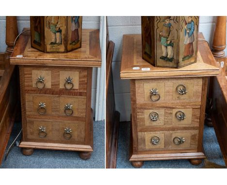 A Pair of Barker &amp; Stonehouse "Flagstone" Three Height Bedside Chests of Drawers, each 46cm by 46cm by 64cmGood condition