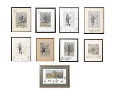 AFTER CHARLES JOHNSON PAYNE 'SNAFFLES' (1884 - 1967)A collection of eight prints including titles;Le Poilu (2);The Gunner; Le