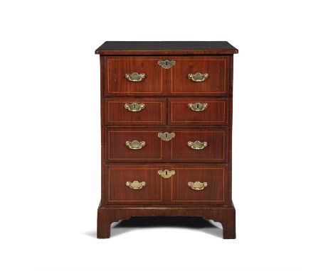 A GEORGE III MAHOGANY SECRETAIRE CHEST, C.1760of compact rectangular form, the crossbanded top above a long secretaire drawer