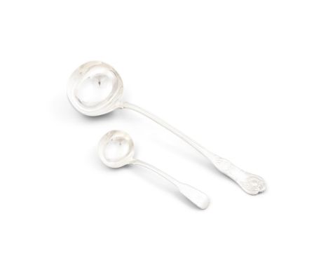 A VICTORIAN KING'S PATTERN SILVER SOUP LADLE, London, c.1850, with maker's initials JW, probably John James Whitling. 33cm lo