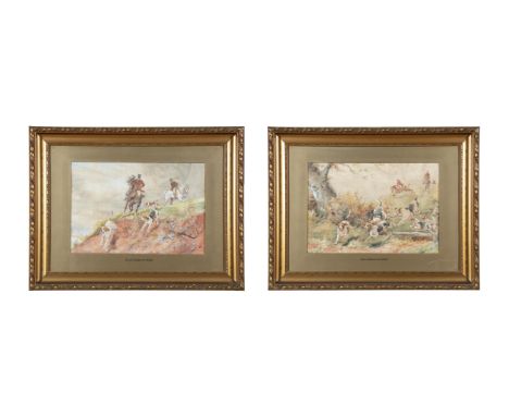 JOHN CHARLTON, RBA. (1849-1917) Hunting Scenes, a pair Watercolour, 35 x 50cms Each signed lower left(2)