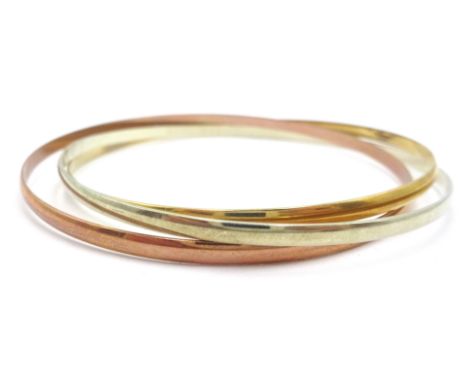 9ct yellow, rose and white gold trio bangle hallmarked approx 14.5gm Condition Report Click here for further images, conditio