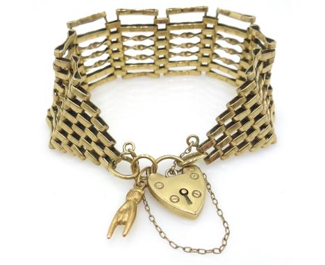 9ct gold seven bar gate bracelet halllmarked approx 27gm Condition Report Click here for further images, condition, auction t