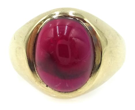 9ct gold cabachon ruby ring halllmarked Condition Report Click here for further images, condition, auction times & delivery c