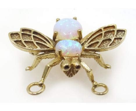 9ct gold opal set bee pendant hallmarked Condition Report Click here for further images, condition, auction times & delivery 