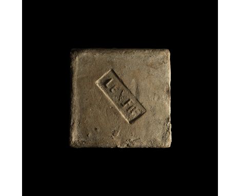 1st century BC-1st century AD. A square ceramic floor tile (tegula) with rectangular impression to the upper face 'LEXFR' for
