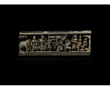 2nd-3rd century AD. The Buddha's experiences in the rural landscape are evinced in this carved schist frieze in which the tea