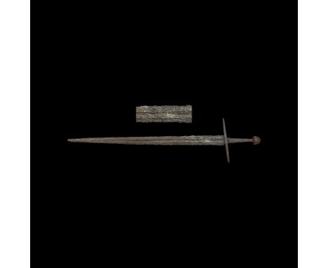 Mid 11th-mid 12th century AD. A Western Middle Age double-edged iron sword, from Central Europe, of Petersen type X-Oakeshott