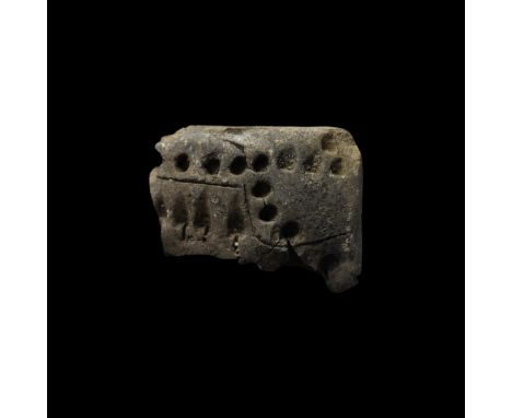 4th millennium BC. A fragment of a ceramic sexagesimal 'counting' tablet for barley or another commodity, the number in dots 