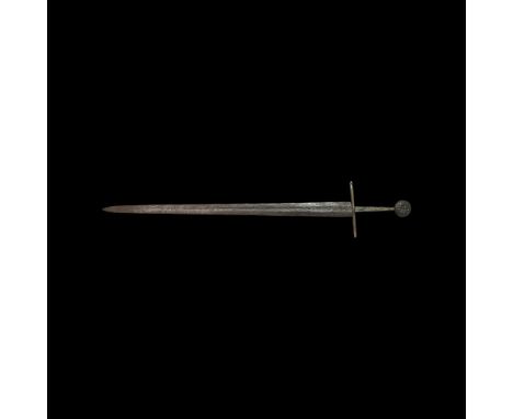 Early 14th century AD. A Western Middle Age iron half and hand sword from Germany, of Oakeshott's Type XIIIA, cross style 1 (