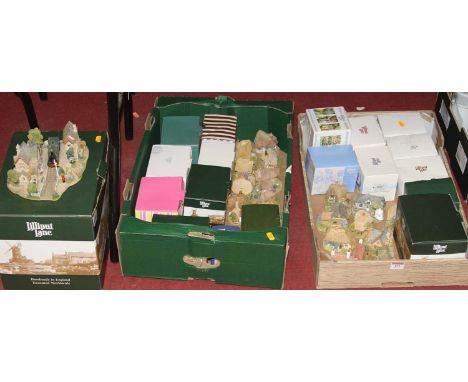 A collection of Lilliput Lane cottage ornaments, many being boxed, to include Full Steam Ahead, Little Dog Lost, Little Bee, 
