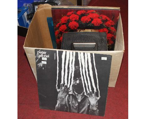 A box of vintage 12" records to include Peter Gabriel - self titled, and Dr Hook - A Little More, and various 7" singles to i