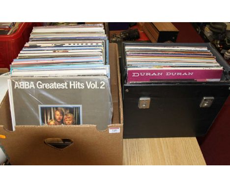 Two boxes of vintage 12" vinyl records, to include ABBA Greatest Hits vol.II, Big Fun - A pocketful of dreams, This is Shirle