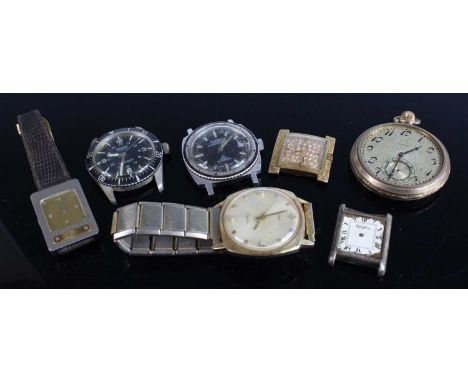 A collection of vintage gent's wristwatches, to include Hudson automatic sea watch, Timex electric, Corvette diver's watch et